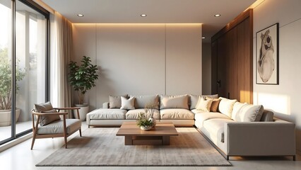 Fototapeta premium living room design in minimalistic style