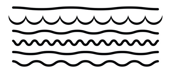 wave line icon set. wave for sea icon on white background.