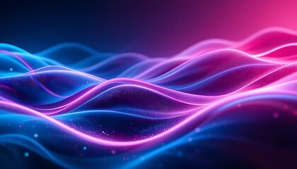 Wavy abstract purple and blue background with dynamic light and flowing lines