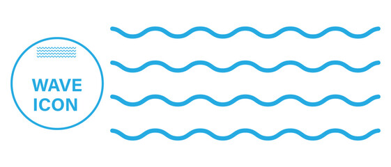 wave line icon set. wave for sea icon on white background.