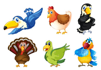 Happy Toon-Style Birds Collection – Cute & Playful Bird Characters (EPS)