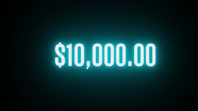 10 000 dollar counter Animation, Electronic counter of monetary numbers. Increase in bank account capital. Accumulation of a large amount of money. increase money animation. Earn dollar$ green screen