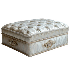 Luxurious tufted mattress with ornate detailing and elegant fabric, perfect for upscale bedroom decor. Its plush design adds comfort and sophistication to any space