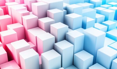 Obraz premium Abstract pink & blue 3D cubes background for digital art