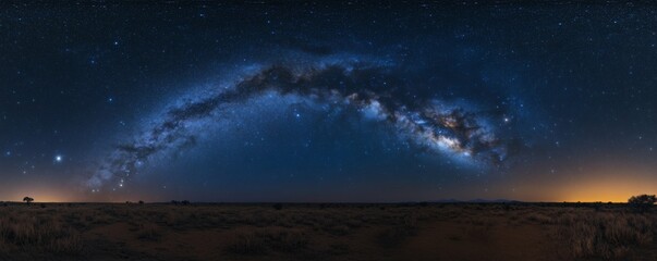 Fototapeta premium A sweeping panorama of the vibrant night sky above the landscape