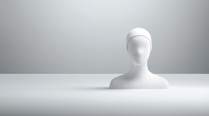 Minimalist still life, a study of white object on gray background 