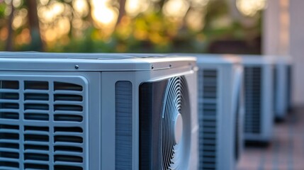 Close-up of an Isolated Air Conditioner System - Modern Cooling Technology Concept