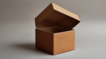 A cardboard box is open and empty