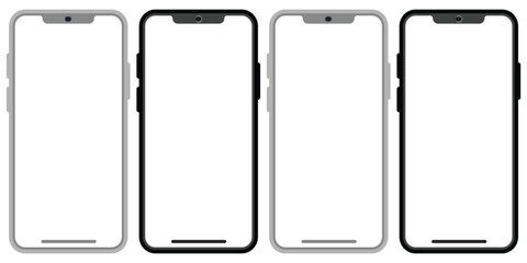 Modern smartphone devices mockup template set Black gray frame mobile phones with a blank display
