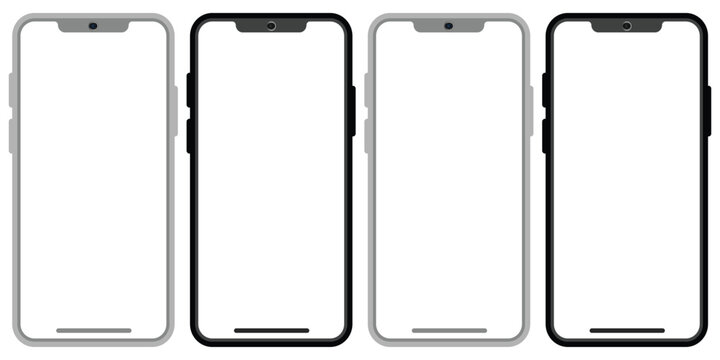 Modern smartphone devices mockup template set Black gray frame mobile phones with a blank display
