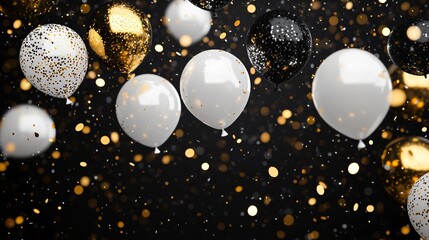 Elegant Gold and White Balloon Confetti Background with Transparency for Luxury Designs