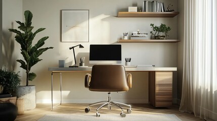 Sleek Desk and Ergonomic Chair in a Stylish Home Office Setup