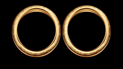 Elegant Golden Rings with Glitter Effect on Black Background