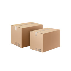 Two cardboard boxes with handles are isolated against a neutral background, ready for packing or storage activities in various environments.