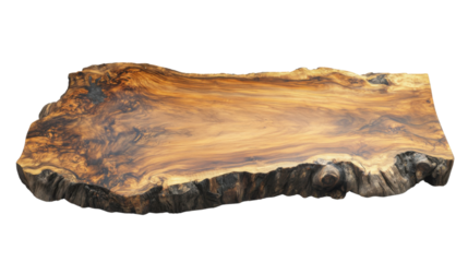 live edge wooden slab featuring isolated on white background