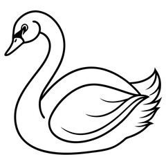 Swan Outline Vector Art Illustration