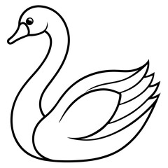 Swan Outline Vector Art Illustration