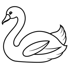 Swan Outline Vector Art Illustration
