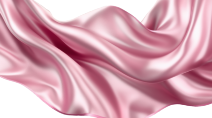luxurious pink satin fabric with a shiny text isolated on white background