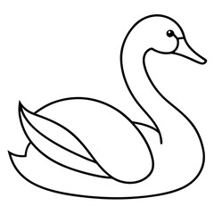 Swan Outline Vector Art Illustration