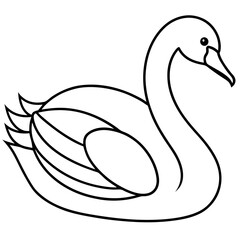 Swan Outline Vector Art Illustration