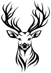 Naklejka premium Deer Animal illustration, vector animal logo, Gift idea, printable, engrave laser, digital prints, Animal Design, vector illustration, tattoo sketch, cricut, sublimation, logotype design