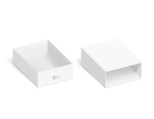 Fototapeta premium Open slider drawer box with rope pull mockup. Vector illustration isolated on white background. Can be use for gift box, luxury, cosmetics, and other goods. EPS10.