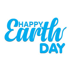 hand drawn happy earth day text writing icon.