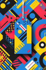 Vibrant Geometric Pattern Tag Design for Modern Branding and Marketing