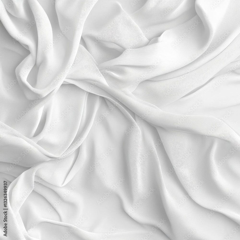 Poster abstract white fabric texture: soft drapes and delicate folds for elegant backgrounds or artistic co