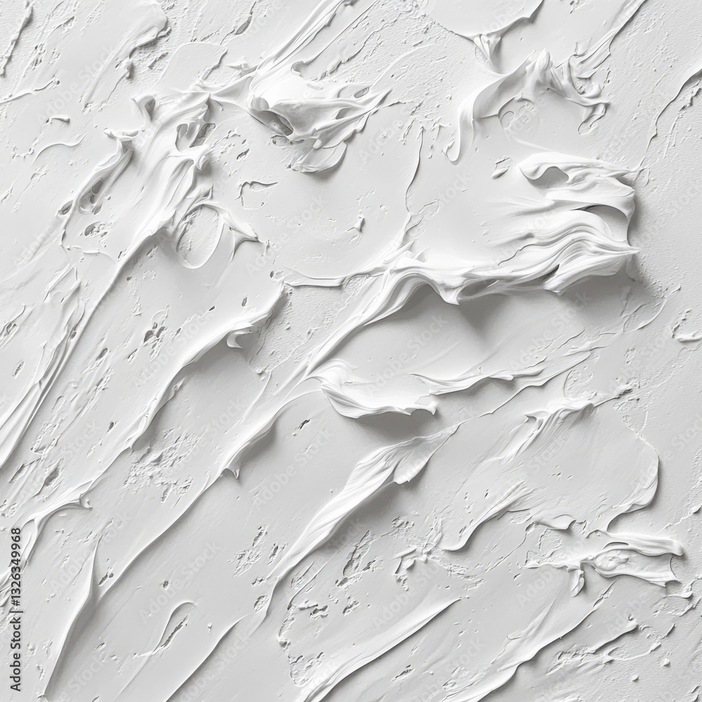 Poster Abstract White: Impasto Texture with Dense, Thick Strokes and Subtle Shadows Creating a Three-Dimensional Effect.
