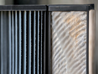 Air filter maintenance a close-up view of dust accumulation in indoor settings home environment industrial concept