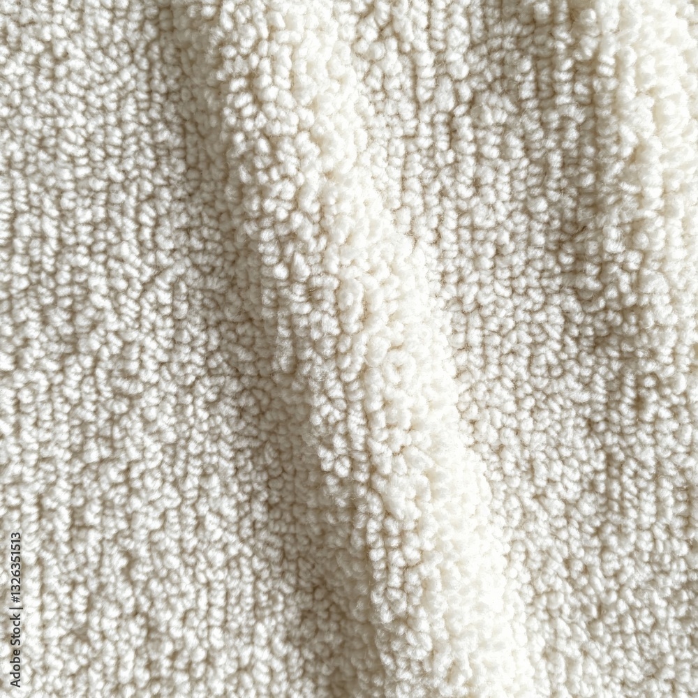 Aufkleber cozy texture: a close-up view of white sherpa fabric with soft curves and delicate detailing for tex