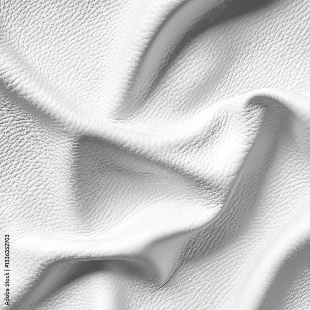 Aufkleber luxurious white leather: wrinkled and textured elegance in monochrome, capturing light and shadow fo