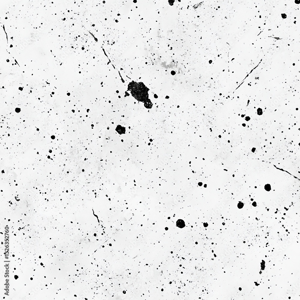 Aufkleber minimalist abstract background with black splatter paint on white canvas: artistic texture and grung