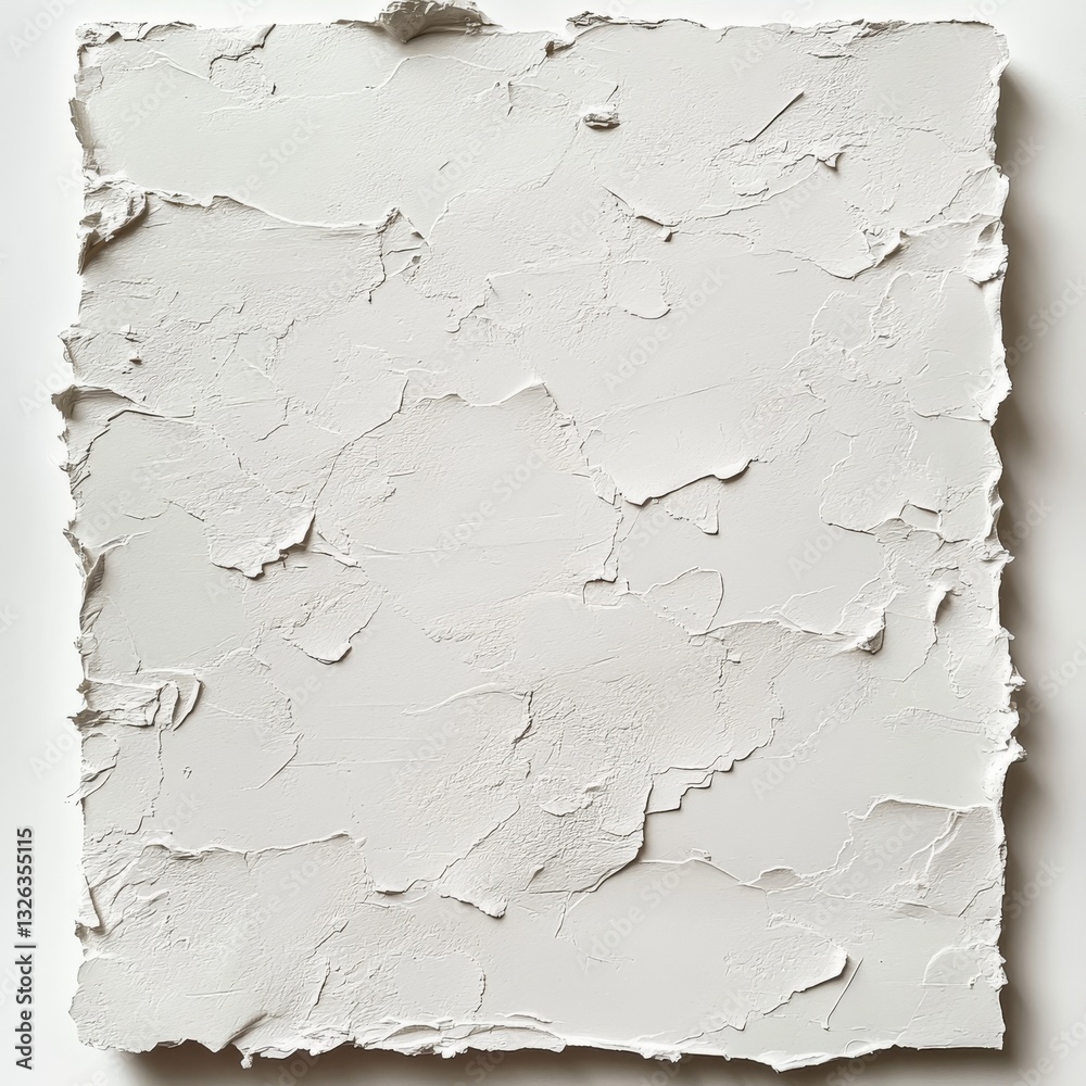 Poster textured white surface: a monochromatic relief of plaster or paint with rough edges and subtle shado