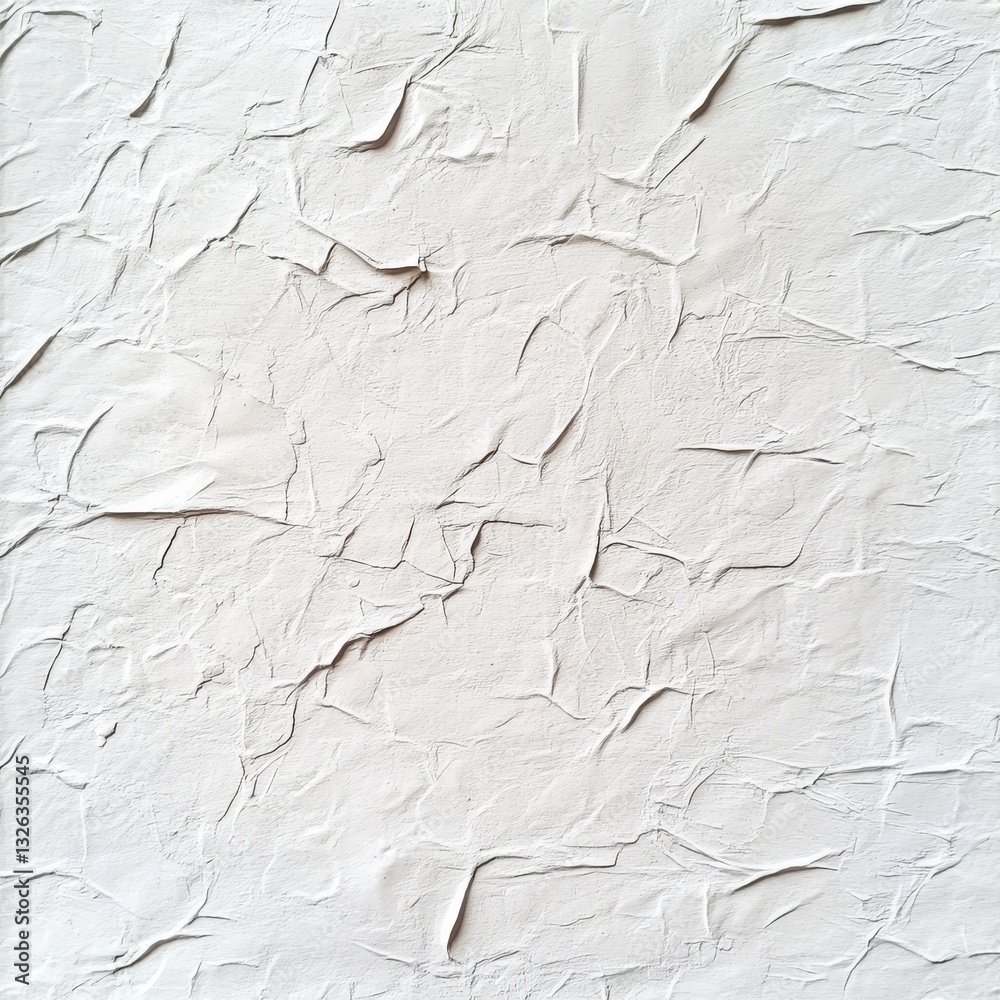 Poster white textured surface: close-up of cracked plaster or paint for a distressed and abstract backgroun