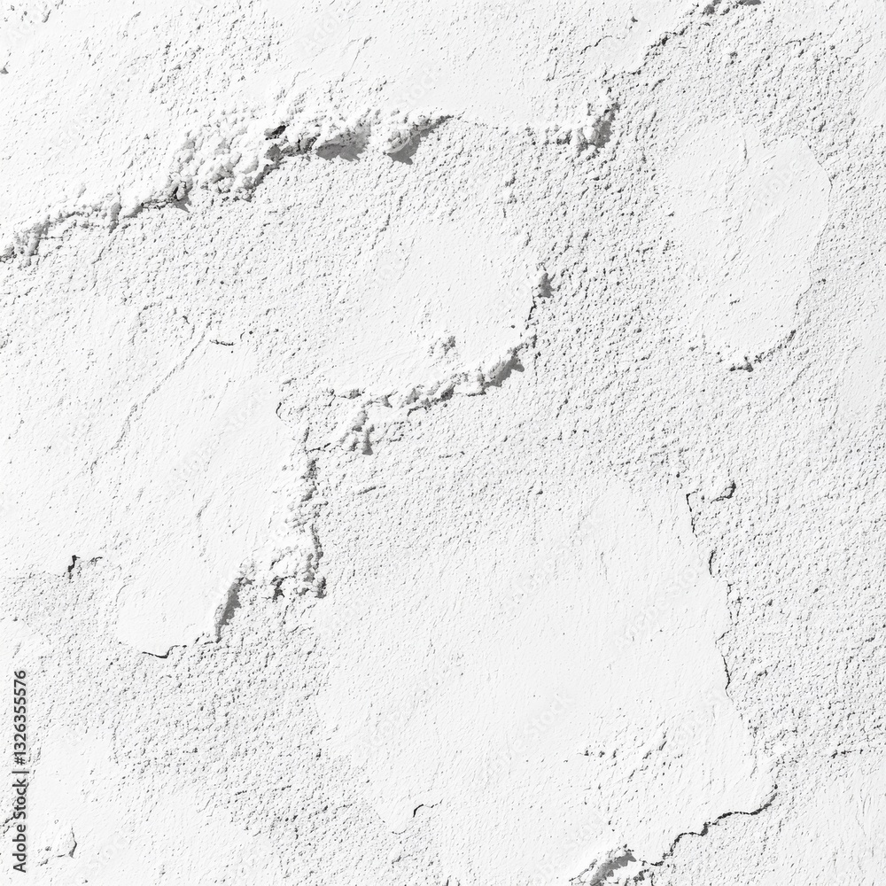 Leinwandbilder White textured surface with cracks and imperfections, creating an abstract background suitable for design elements.
