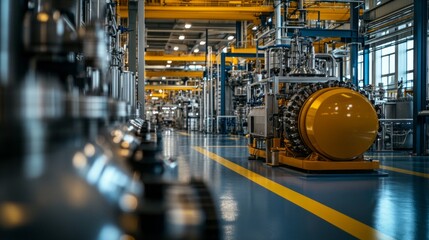 Fototapeta premium Inside a contemporary laboratory within a rare metals factory, technicians perform tests using high-tech equipment on various materials, ensuring quality and precision in production