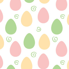 Seamless easter pattern with ornamental eggs. Vector pastel multicolor holiday decorations, backgrounds and textures. For fabric, textile, wrapping paper, packaging, web