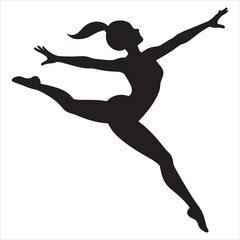 Elegant Gymnast Girl Silhouette in Exercise Clipart Design
