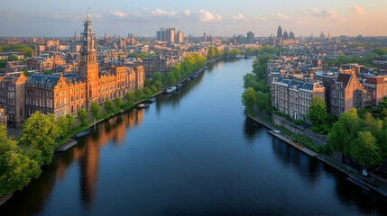 Obraz premium Amsterdam cityscape with canal