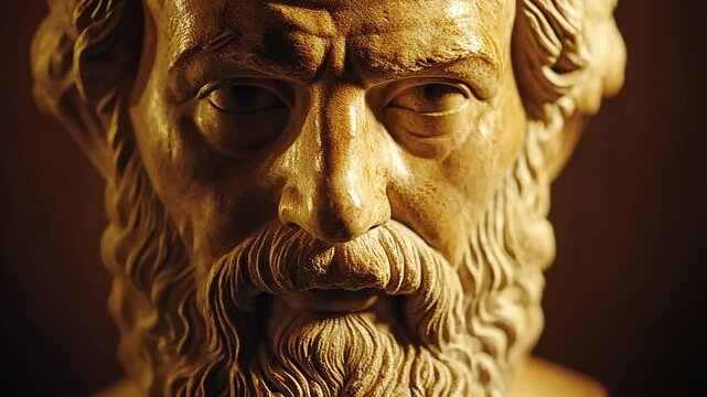 Bust of a philosopher with intricate details, showcasing wisdom and contemplation in classical style
