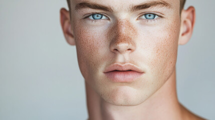 Obraz premium A young man with a beard and blue eyes