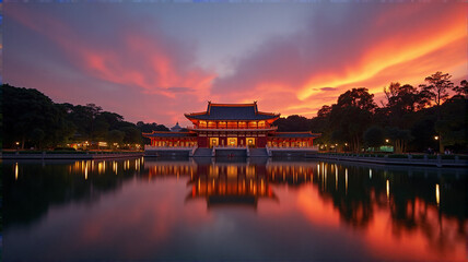 Fototapeta premium sunset over the river