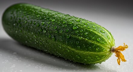  Freshly washed cucumber with sparkling water droplets