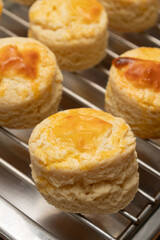 Homemade Cheese Scone freshly baked on a stack