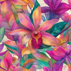 Watercolor meadow floral pattern for interior design, featuring seamless flowers wallpaper