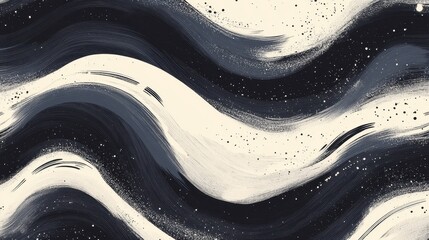 Obraz premium Abstract black and white swirling pattern with bold brush strokes and splatter effects
