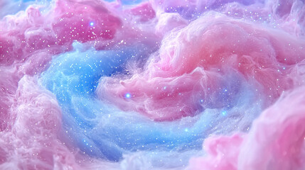 Fototapeta premium Celestial Whispers: Vibrant Nebula in Pink and Blue Background